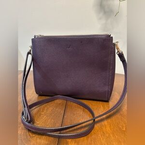 Lo & Sons Pearl crossbody - Saffiano Leather -Discontinued plum color!